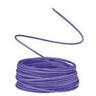 Sushi purple, round rope, rolled up with a loose end.