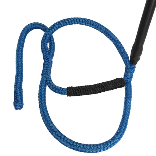 Detail of the blue rope with black sheathing at the end of the 3A S system