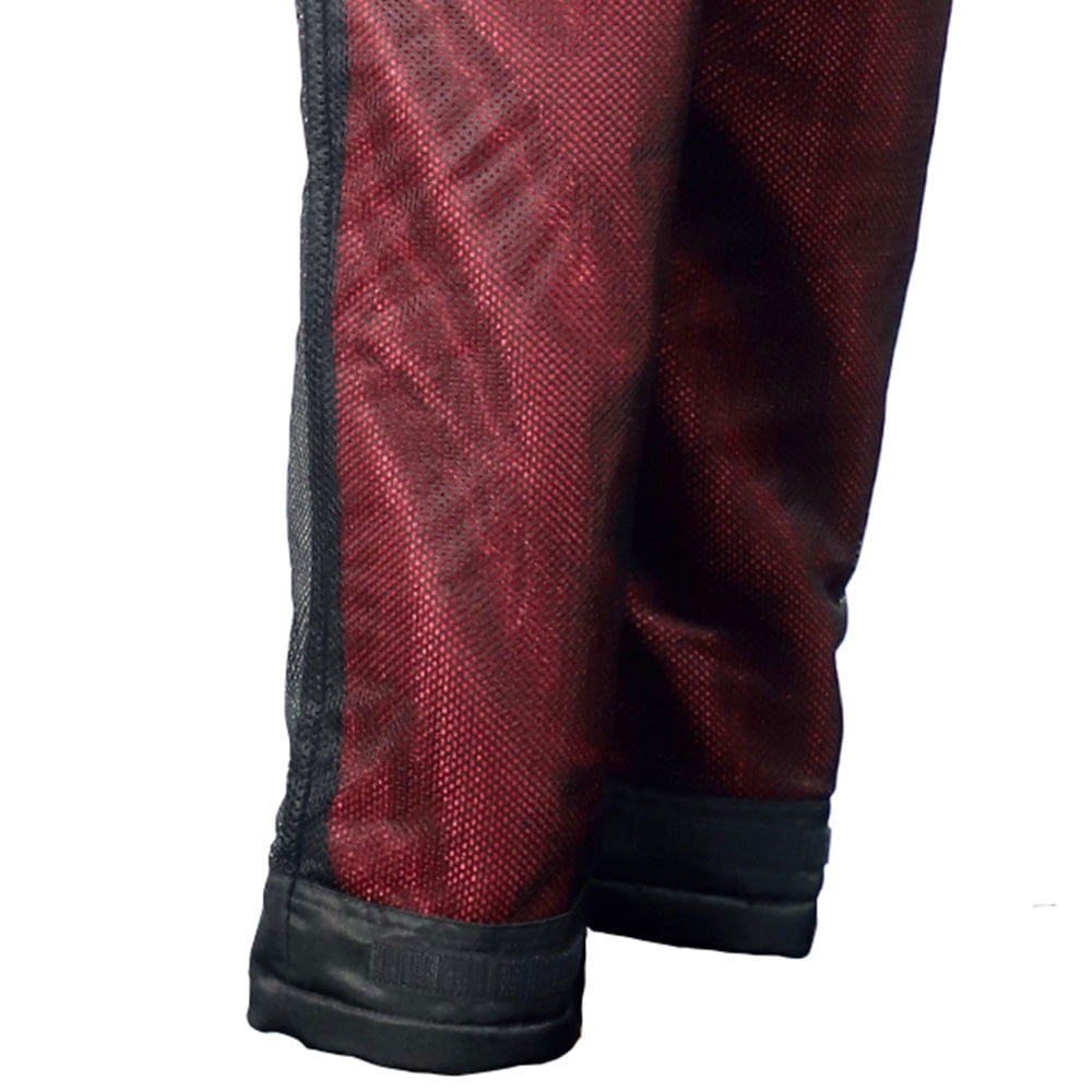 Detail of the lower section of the Arborflex Base A trousers in black and red with black cuffs at the bottom of the trousers