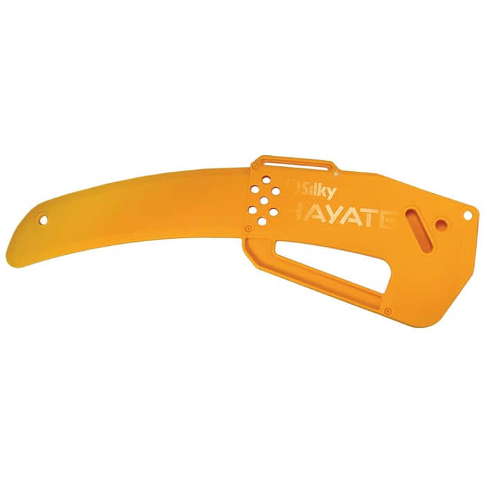 Yellow Hayate Saw Blade Cover by Silky with Handle and Multiple Holes