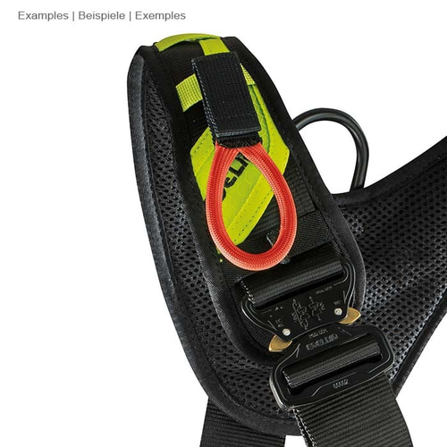 SE Velcro Hook Loop, red loop strap with black Velcro fastener attached to black and green strap system