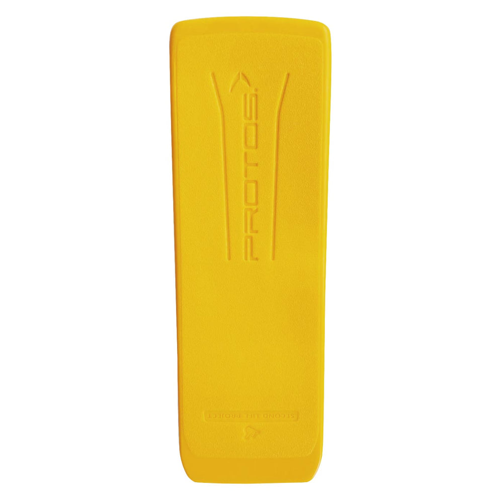 PROTOS® felling wedge yellow from above with embossed PROTOS lettering