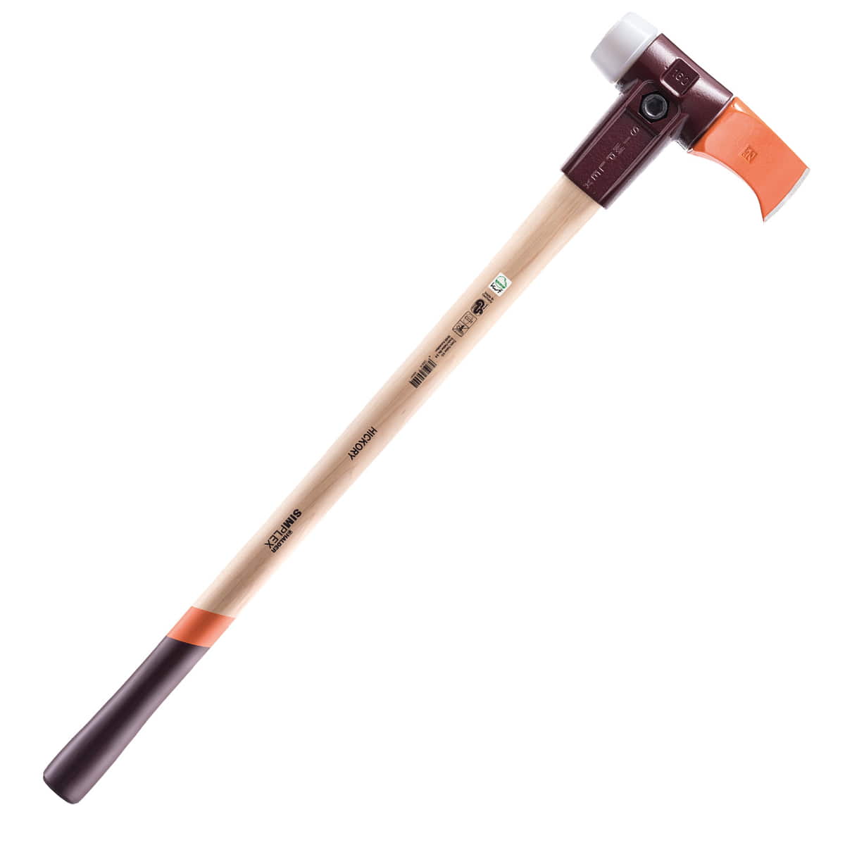 Simplex 900, axe with light wooden handle, brown-orange head and white rubber head