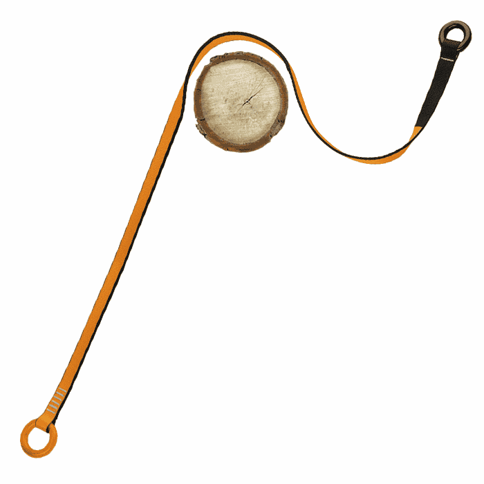Bicolor Plus 150, two-tone sling loop in orange and black with two large loop ends, one reinforced with black webbing