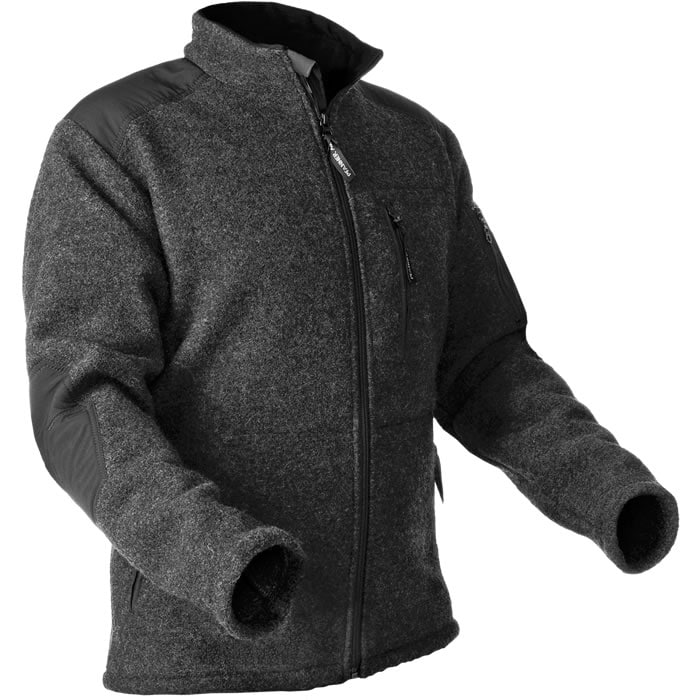 Wooltec Janker grey jacket with black shoulder and elbow trim and zip closure