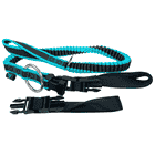 Modular Chainsaw Lanyard in Black and Turquoise with Elastic Band, Two Black Loops, Metal Ring and Black Plastic Buckles