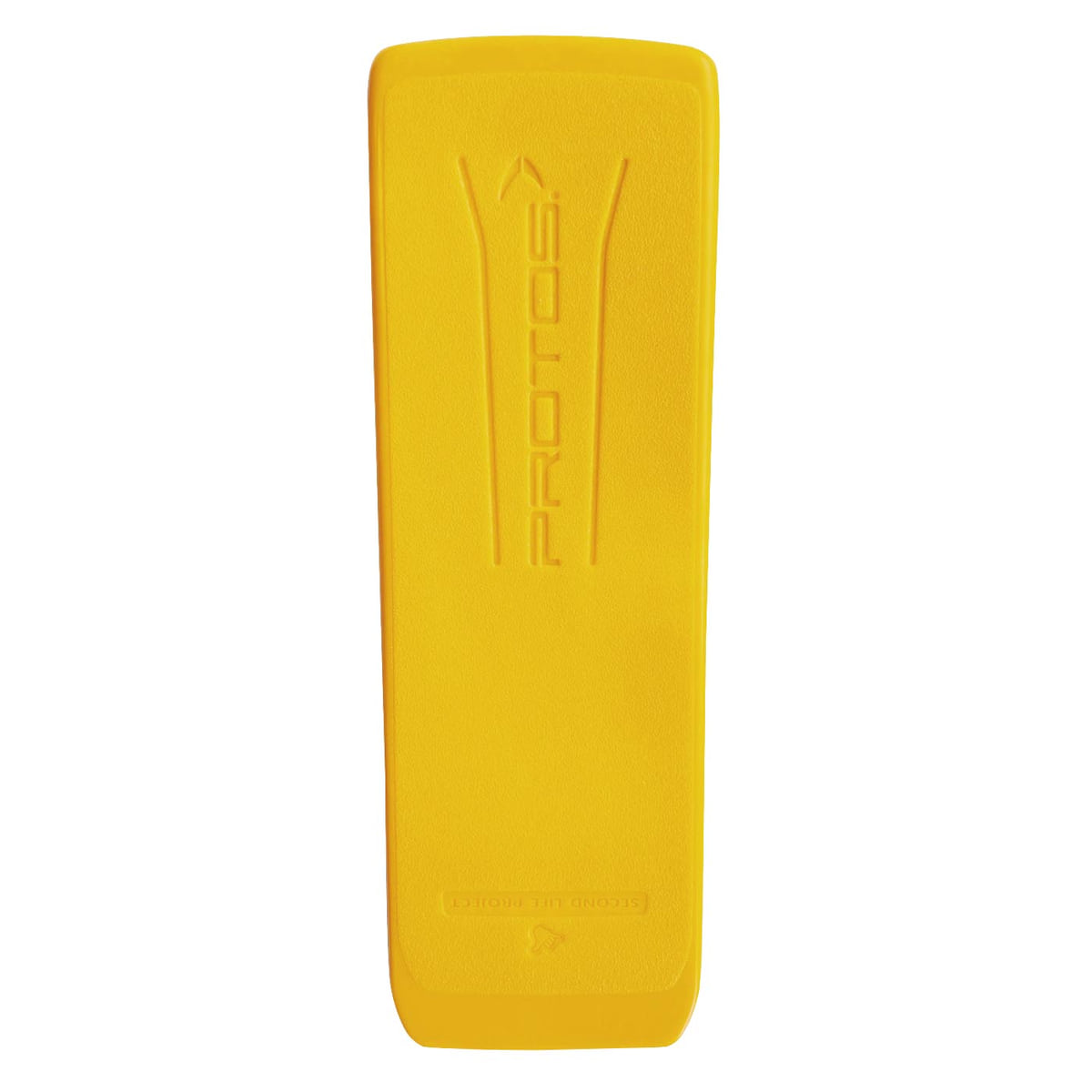 PROTOS® felling wedge yellow from above with embossed PROTOS lettering