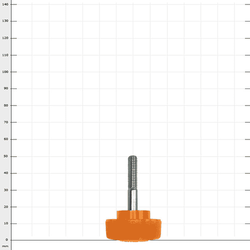 Hayate knurled screw with orange knurled handle and silver threaded screw, manufacturer not visible
