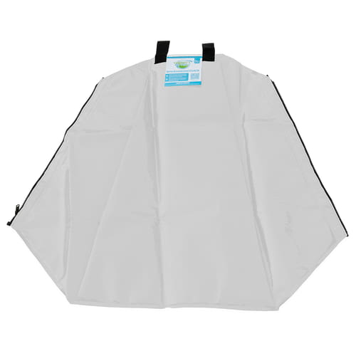 Greendrop White Watering Bag in White with Two Black Carrying Loops and a Blue Label at the Top Center