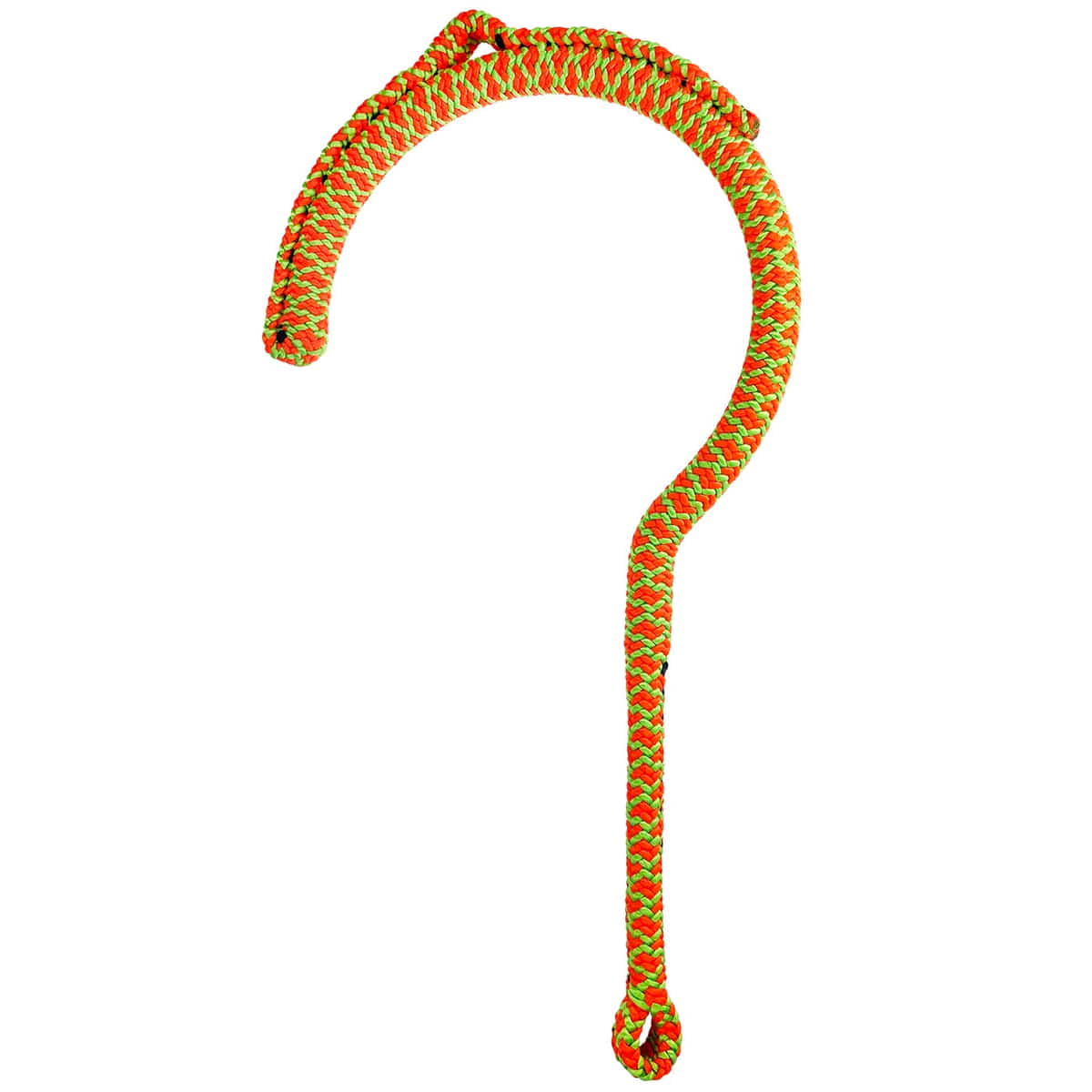 Clawfinger Mini, a rope braided in red and green, curved with a loop at the bottom