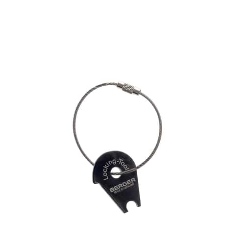 Adjustment wrench for GRP rods from BERGER made of black material with metal ring and inscription Locking-Tool BERGER Made in Germany