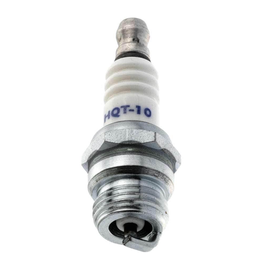 HQT-10 Spark Plug with White Ceramic Insulator and Metal Thread, HQT-10 Lettering on the Insulator