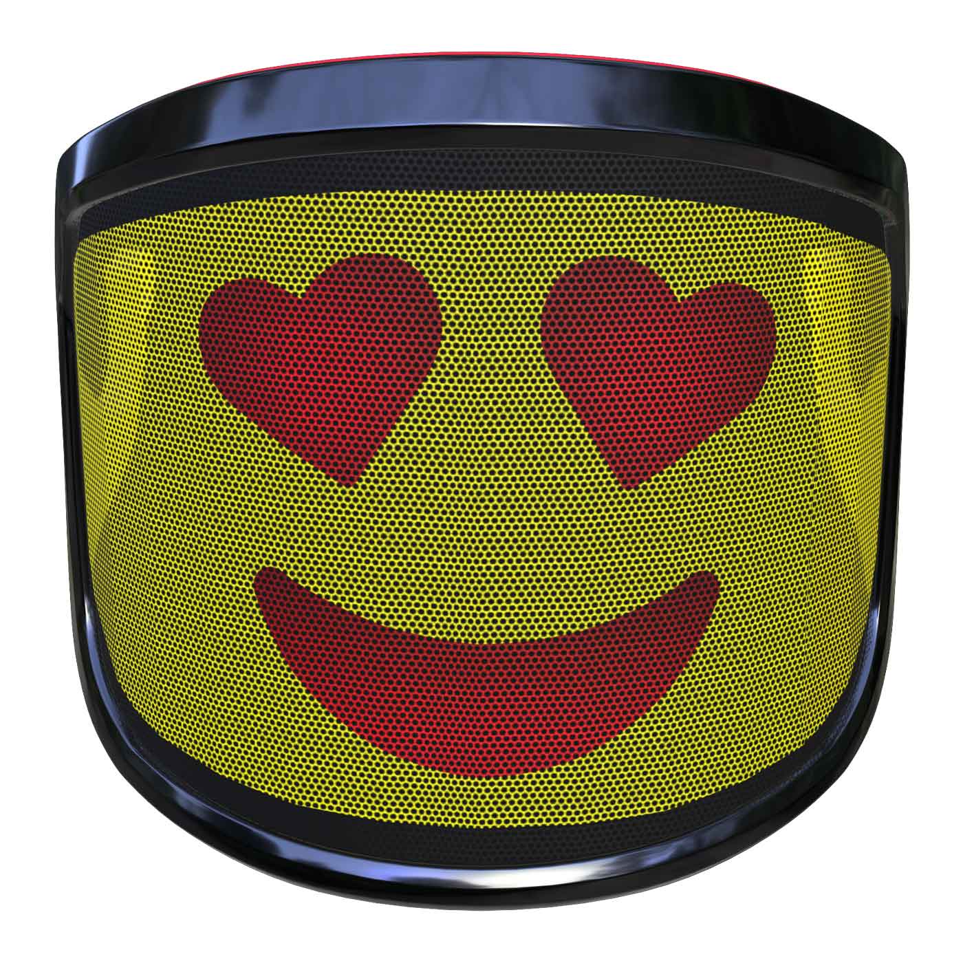 PROTOS® Arbormoji visor with yellow background and red smiley face with heart eyes, black frame