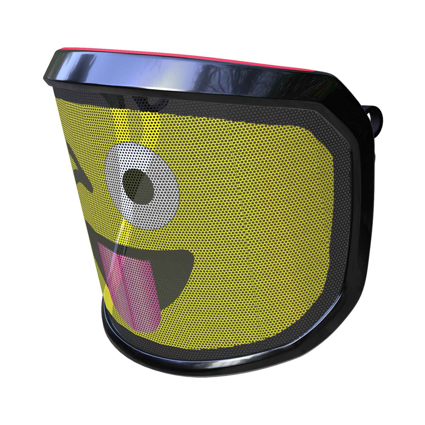 PROTOS® visor Arbormoji side view with yellow face winking and sticking out the tongue, black border