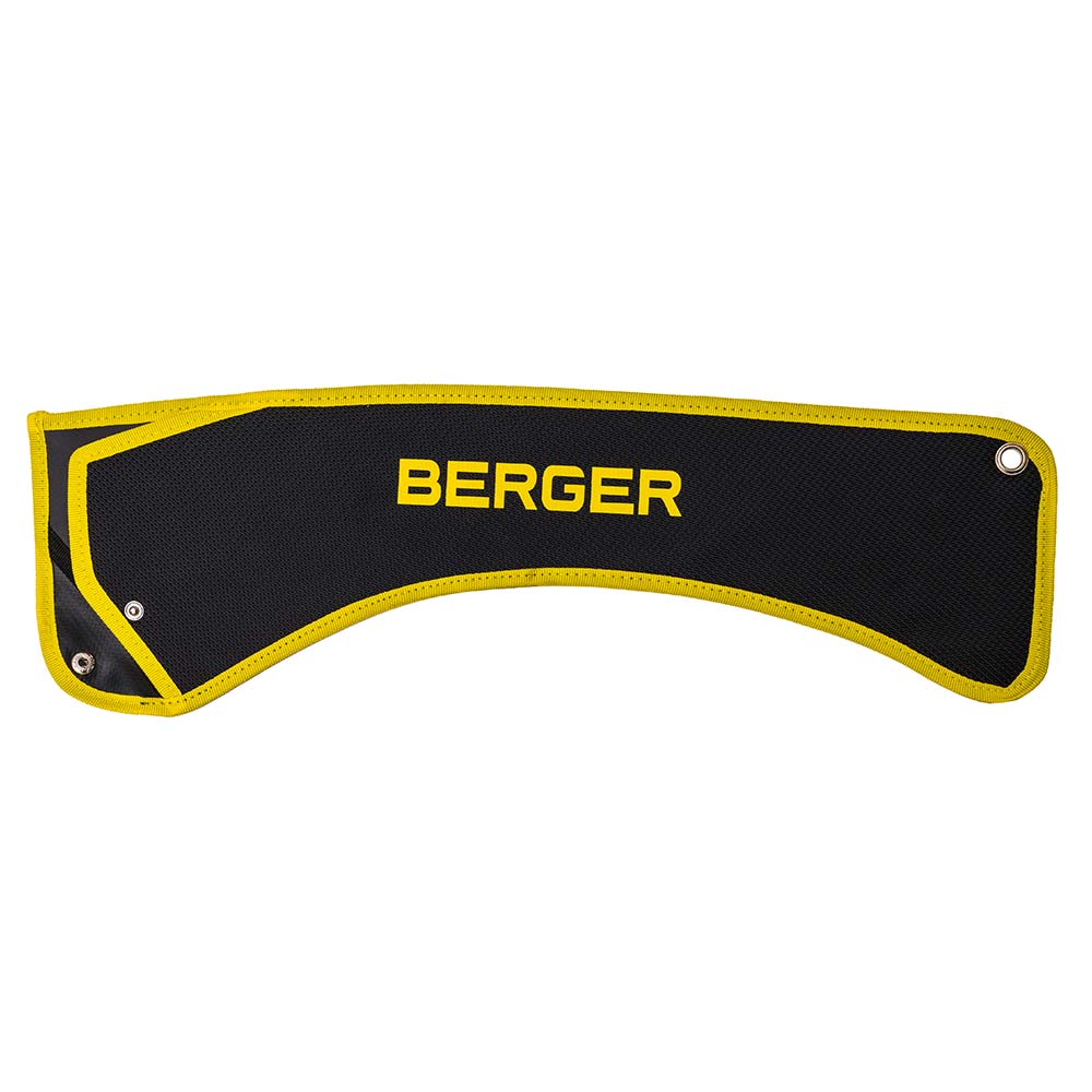 ArboRapid 300 / 400 sleeve by Berger, black sleeve with yellow border and yellow BERGER lettering in the middle, rectangular metal eyelets at the ends