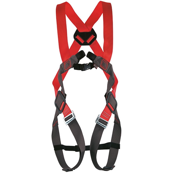 Basic Duo harness with red and grey straps, visible at the front