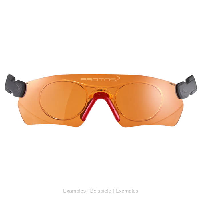 PROTOS® goggle insert, orange tinted lenses with red nose bridge and black fastener