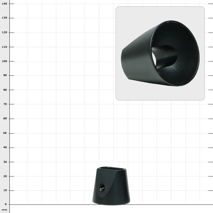 Cocoon Cone Rope, Black Conical Plastic Cone with Threaded Hole, Product Name Visible
