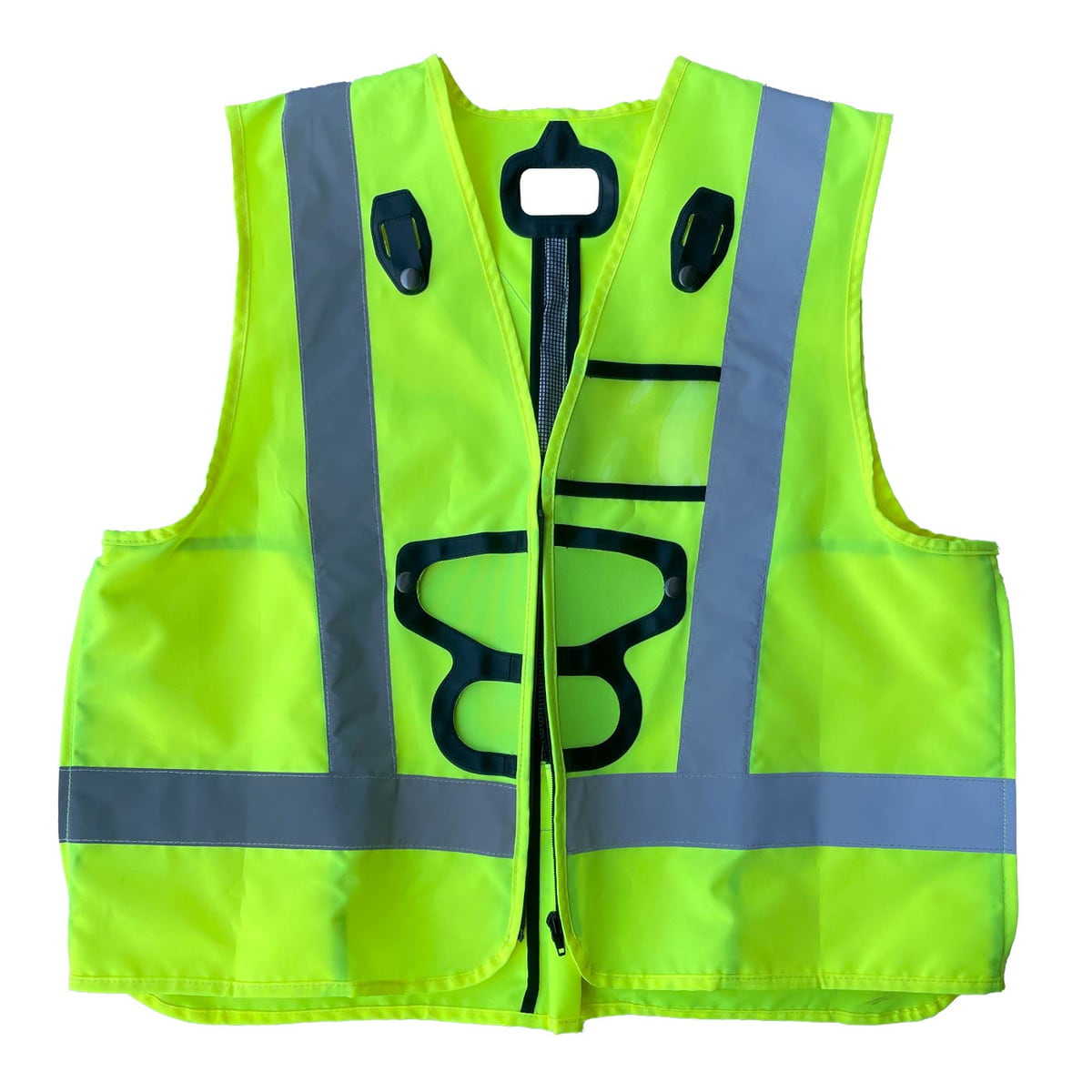 Newton Vest HI-VIZ Safety Vest in Bright Yellow with Grey Reflective Stripes and Multiple Black Holders and Pockets