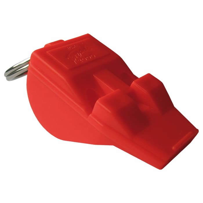 Red T2000 plastic pipe with metal ring at the end