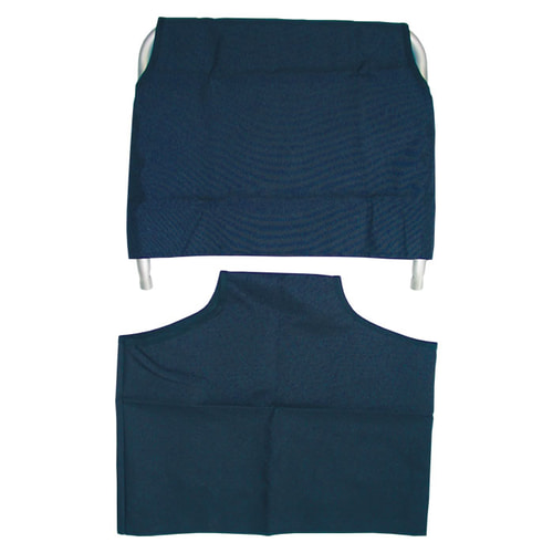 Beach Rolly sun canopy in dark blue with white metal frame and dark blue fabric part at the bottom