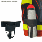 My Gear Vest Basic Set with Black Elastic Tether with Loops, attached to a high-visibility vest with a spray can