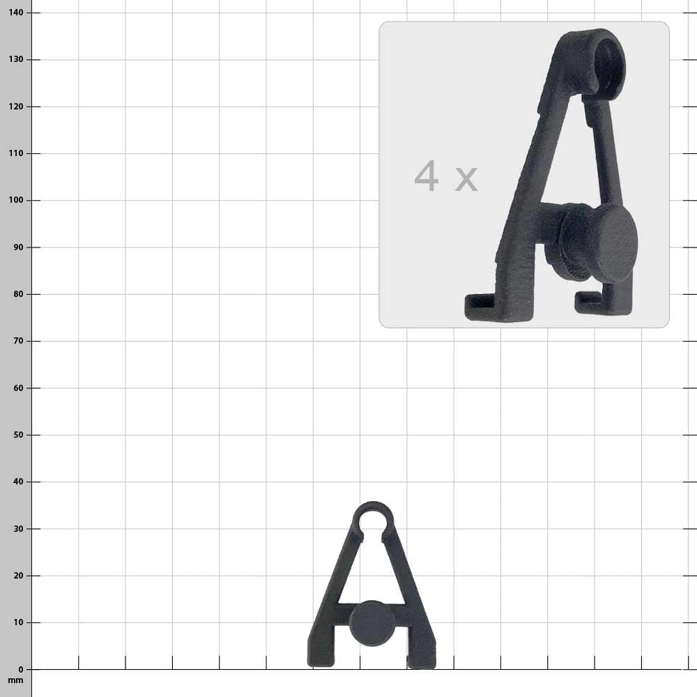 Adapter ECC / 3M bracket adapter, black plastic adapter with round screw in the middle, shown on checkered background
