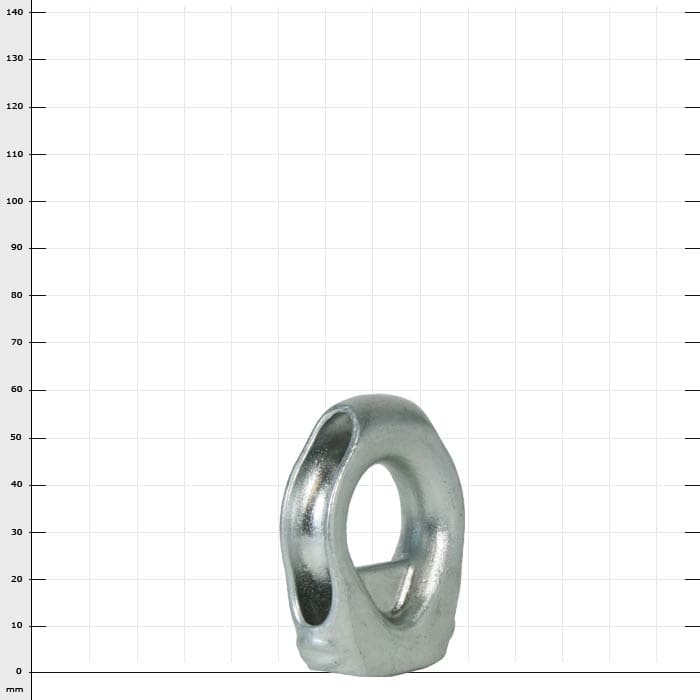 Thimble 8T, silver metal part with round hole and flattened bottom