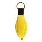 ECO keychain in yellow with black fabric ribbon and silver keyring