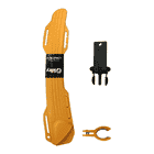 Longboy holster set by Silky, consisting of a long yellow holder, a small black clip and a yellow fastening clip