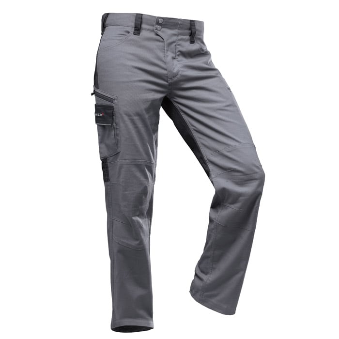 StretchFlex® Canfull grey work trousers with multiple pockets and black inserts on the sides