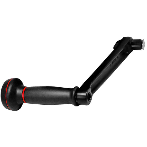 Speedgrip winch handle in black with red ring on the handle and rectangular attachment