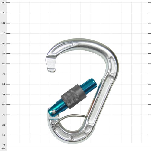Cevedale Screw carabiner with open screw cap in silver and blue