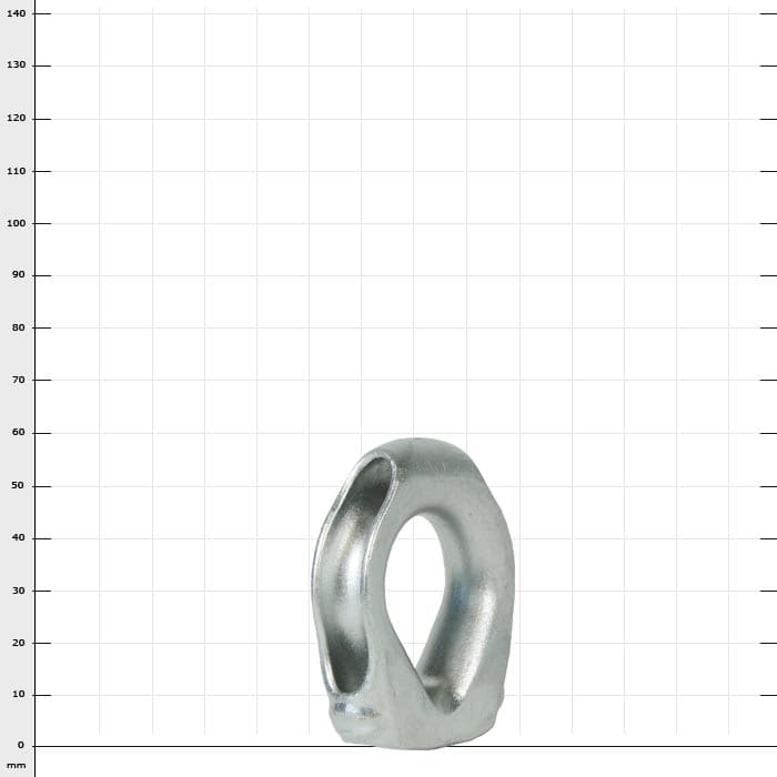 Thimble 8, silver metal part in the form of a closed loop with rounded edges and a recess on one side