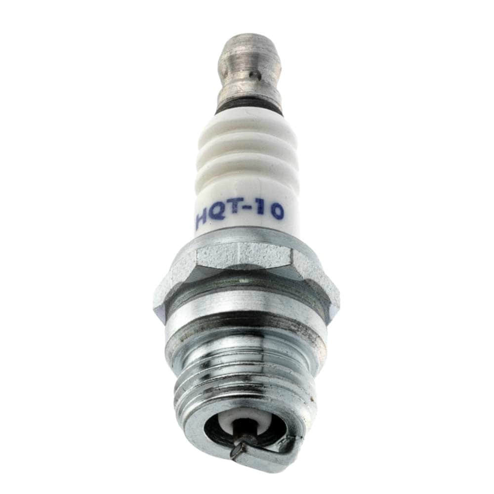 HQT-10 Spark Plug with White Ceramic Insulator and Metal Thread, HQT-10 Lettering on the Insulator