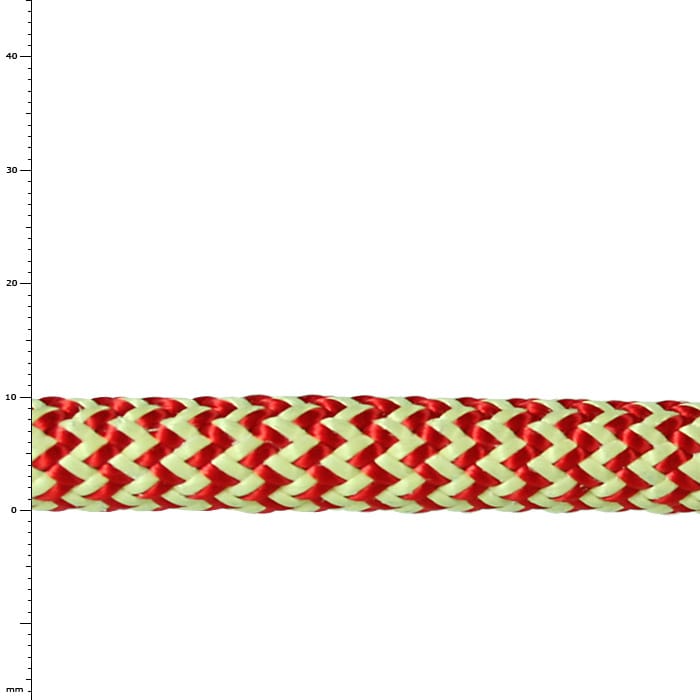 Ocean 10 rope with red and white zigzag pattern on white background