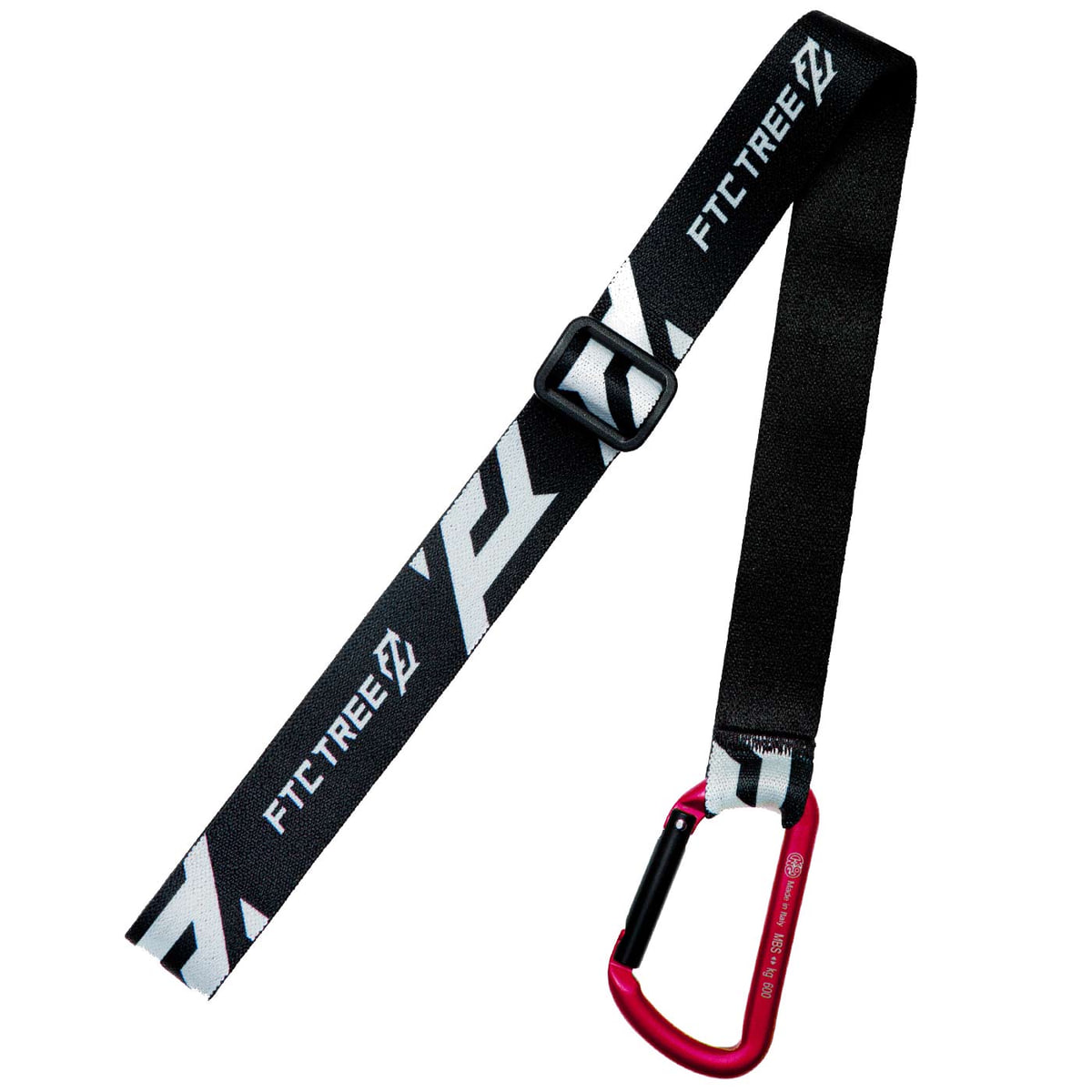 SRT Neck Loop black strap with white FTC Tree logo and red snap hook