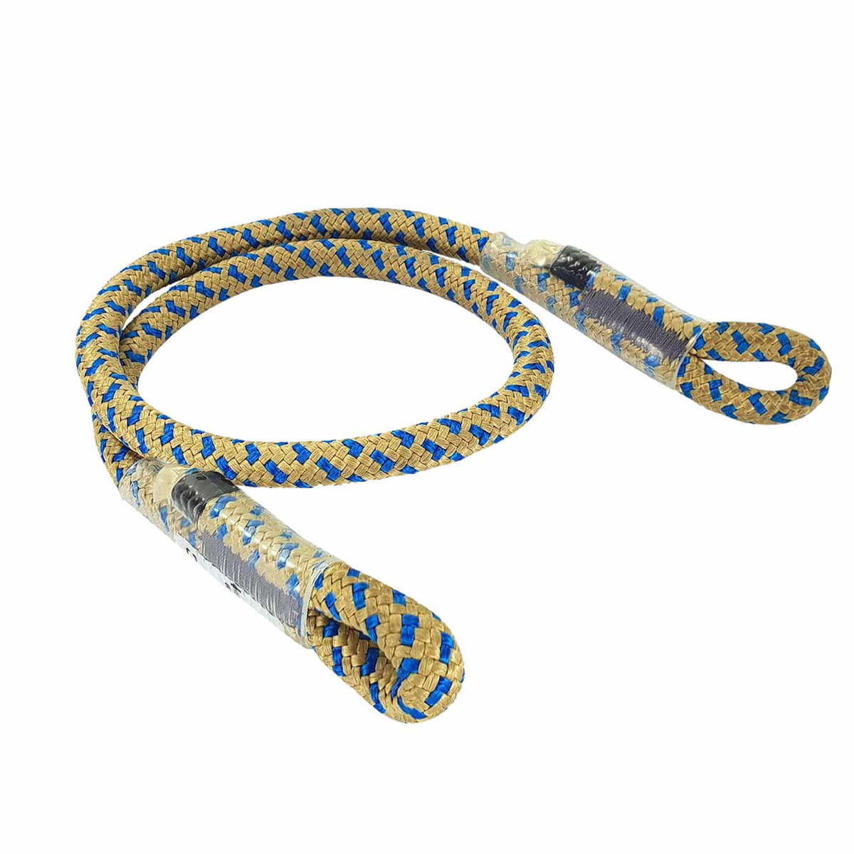 Bee-Line Sling 10, beige-blue braided rope with two loop ends and transparent reinforcements at the ends