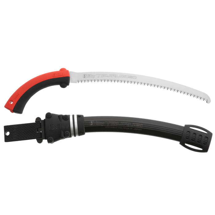 Tsurugi Curve 330-7.5 Hand Saw with Red and Black Handle and Curved Saw Blade, Manufacturer Silky