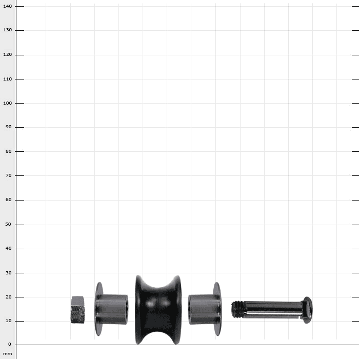 SpiderJack 3 reel roller large, individual components of the reel roller lie next to each other on a white background