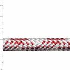 Patron Plus rope in white with red stripes, close-up of braiding