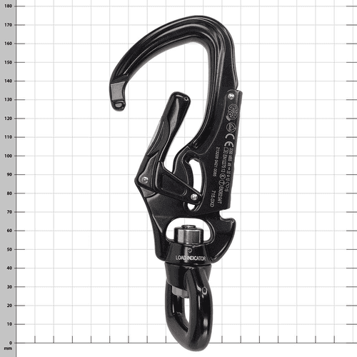 Tango 360 snap hook black with open clasp and swivel swivel, product name visible