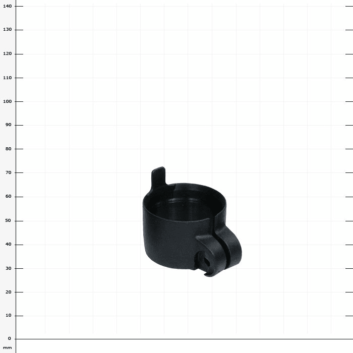 Ergo Silver Clamp M, black plastic clamp with a small tab and opening for tightening