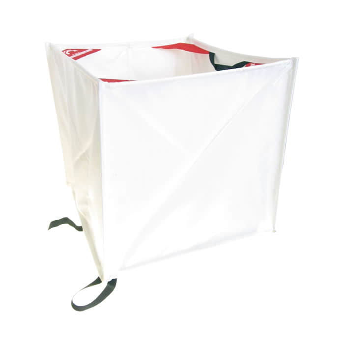 Folding bucket DOUBLE from the side in white with black straps