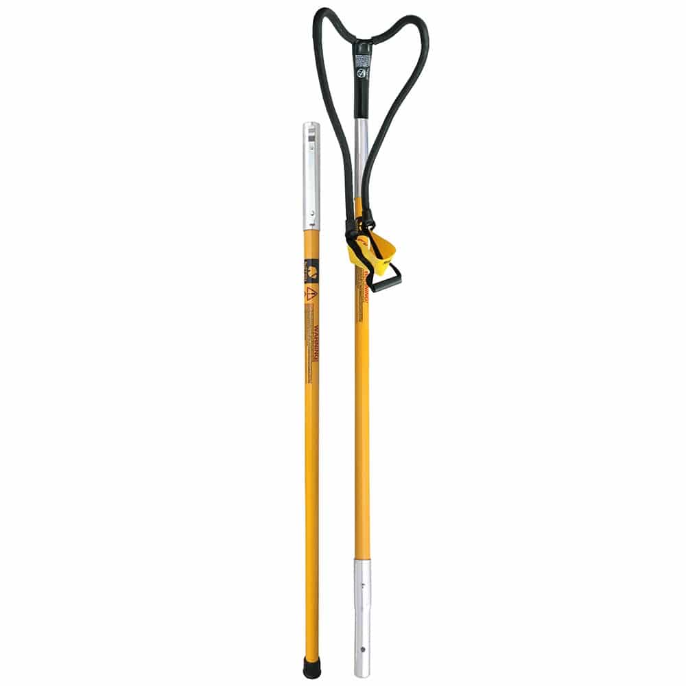 Big Shot, yellow long rod with black handle and yellow webbing with black handle