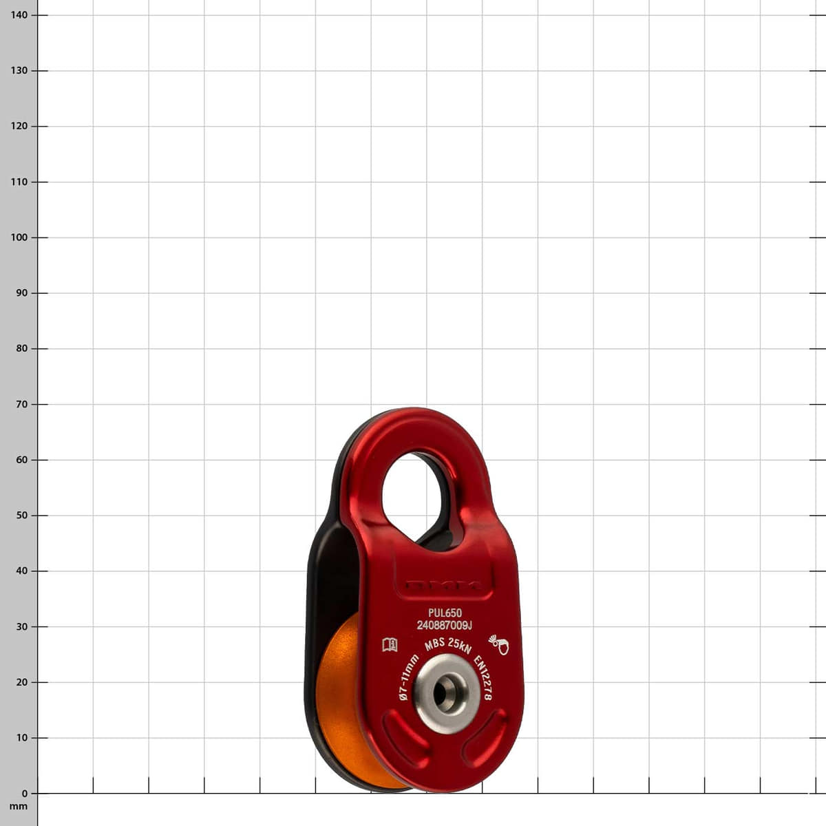 Impel pulley with red and black housing and orange roller, manufacturer's name not visible