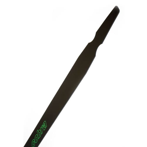 black cobra 8 t spreader band with green lettering, detail view of one end