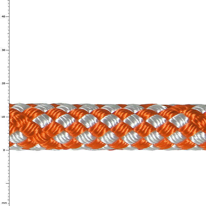 Sirius Bull Rope 14 shows an orange and white braided rope with a shiny surface