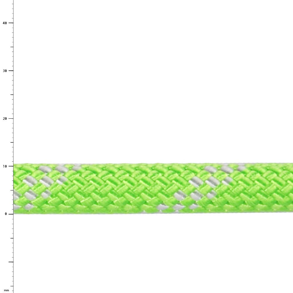 Static Low Stretch Rope in Light Green with White Patterns, Close-up of Braiding