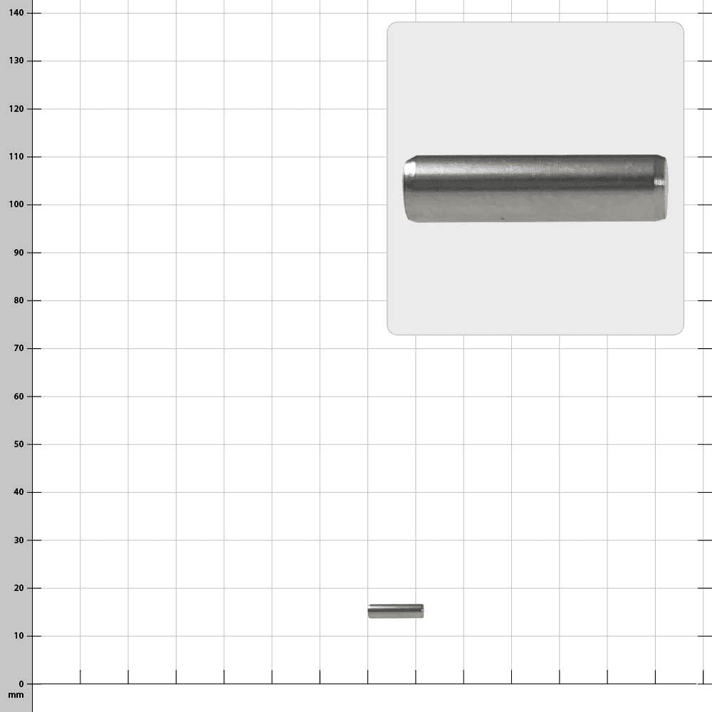 RopeGuide TwinLine Pin, a short cylindrical metal pin with a smooth surface and rounded ends